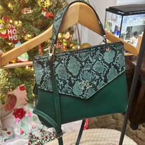 Christian Lacroix Green and Black Snakeskin Crossbody Bag